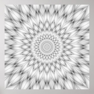 Affiche Motif floral en noir et blanc