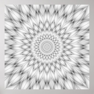 Affiche Motif floral en noir et blanc