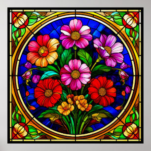 Affiche Motif floral et fleurs vibrantes