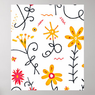 Affiche Motif Floral Fantaisiste