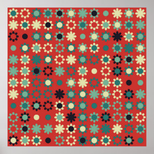 Affiche Motif floral incolore avec éléments colorés, vi