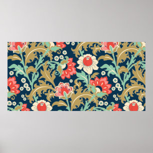 Affiche Motif floral incolore dans le style folk avec