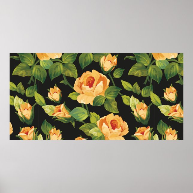 Affiche Motif floral incomparable avec de beaux roses (Devant)
