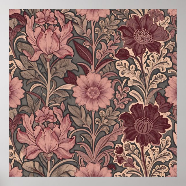 Affiche Motif floral inspiré de William Morris (Devant)