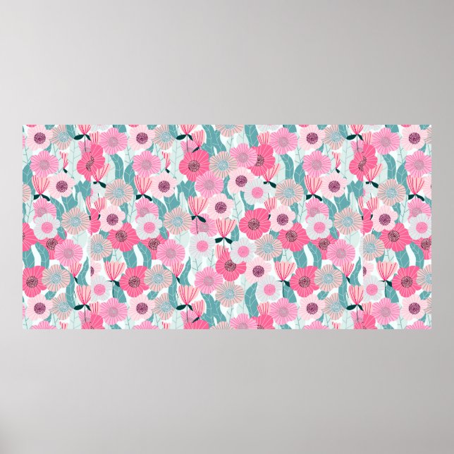 Affiche motif floral pastel Abstrait. Beau flo rose (Devant)