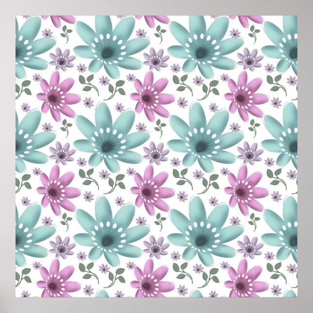 Affiche Motif floral pastel sans couture  (Devant)