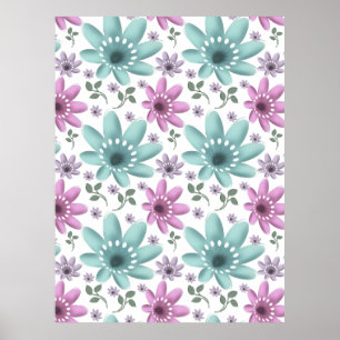 Affiche Motif floral pastel sans couture