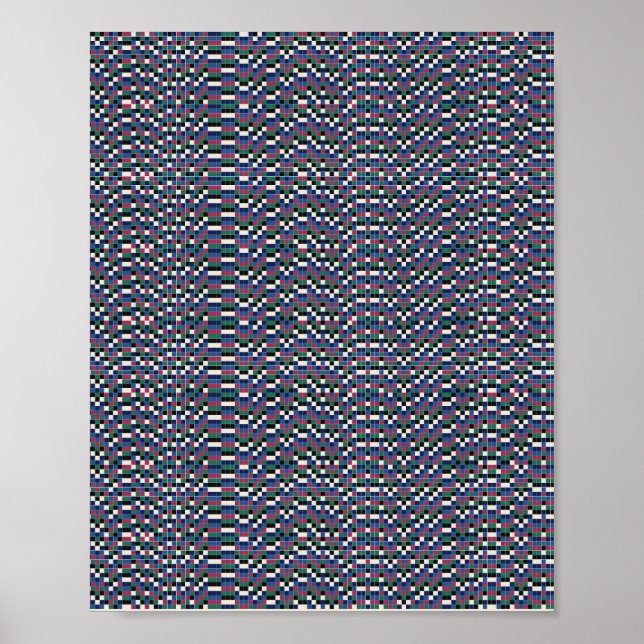 Affiche Motif floral pixelisé (Devant)