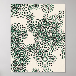 Affiche Motif floral pixelisé 