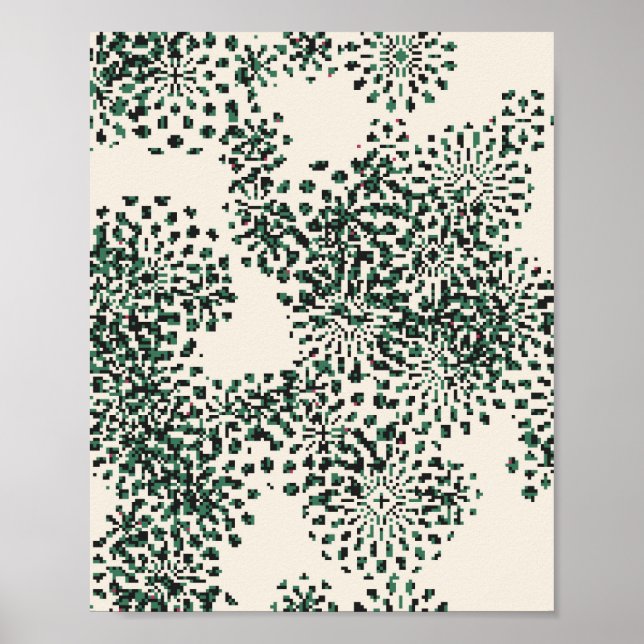 Affiche Motif floral pixelisé  (Devant)