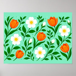 Affiche Motif floral printanier coloré sans couture