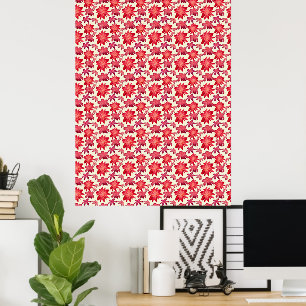 Affiche Motif floral rose rouge sans couture Dark Aestheti