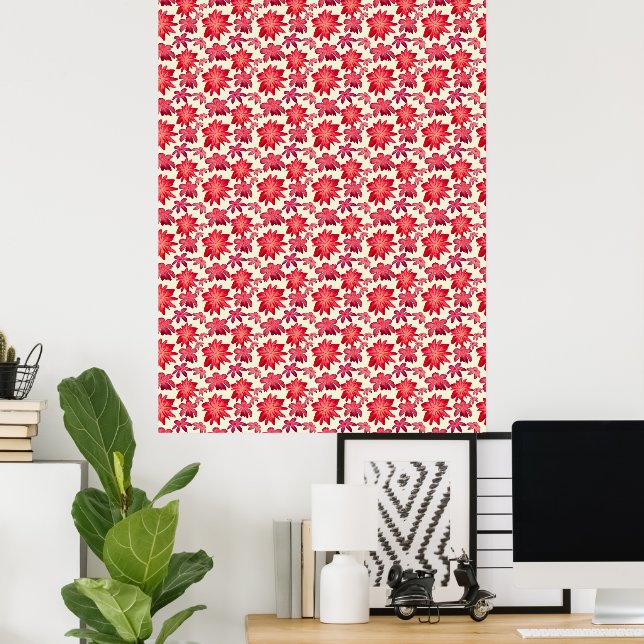 Affiche Motif floral rose rouge sans couture Dark Aestheti (Bureau à domicile)