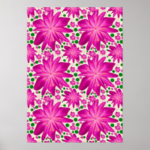 Affiche Motif floral rose vif sans couture