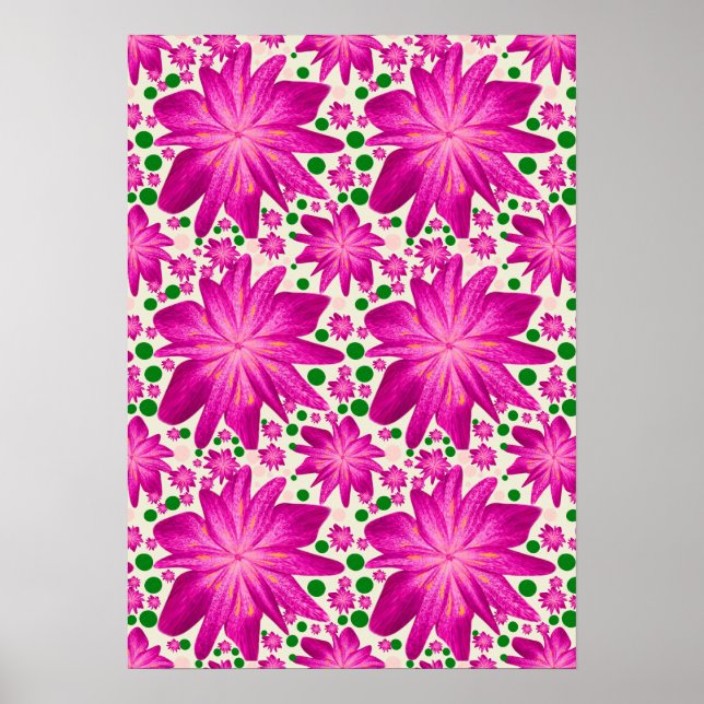 Affiche Motif floral rose vif sans couture (Devant)