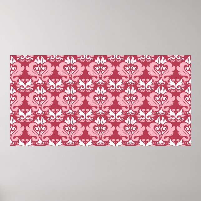 Affiche Motif floral rouge sans couture. Fond de couleur r (Devant)