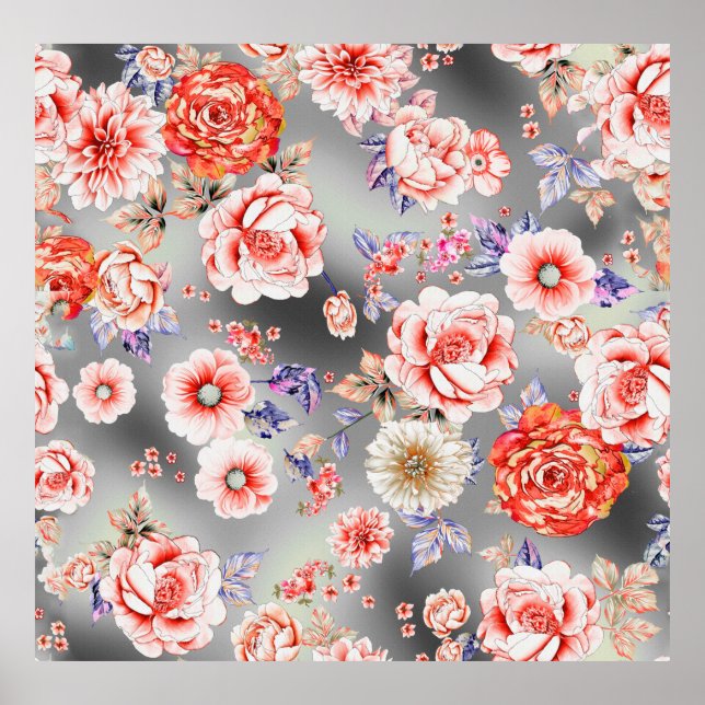 Affiche Motif floral sans couture, avec design fleur migno (Devant)