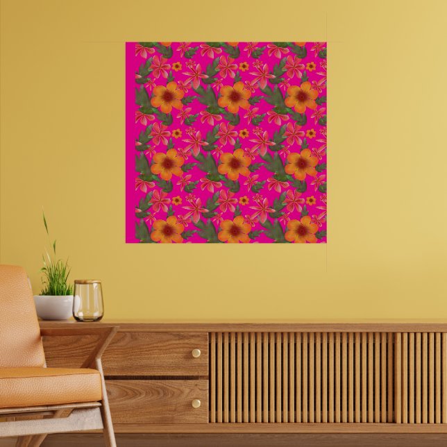 Affiche Motif floral sans couture Fleurs rouges Botanique  (Salon 2)
