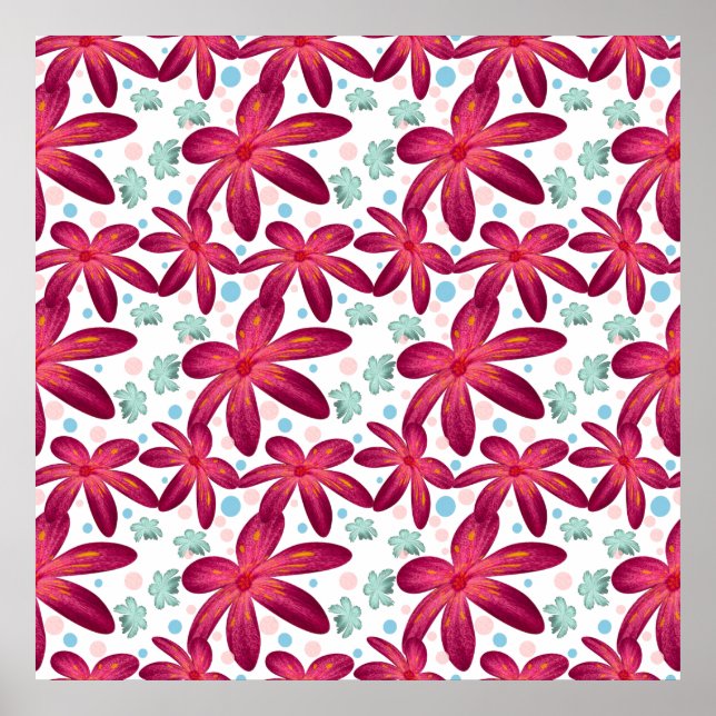 Affiche Motif floral sans couture | Répétition de fleurs à (Devant)