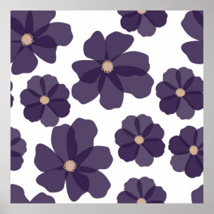 Affiche Motif floral sans soudure avec cos violet dessiné 