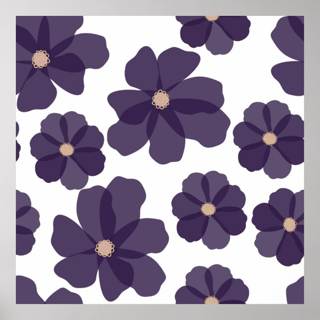 Affiche Motif floral sans soudure avec cos violet dessiné  (Devant)