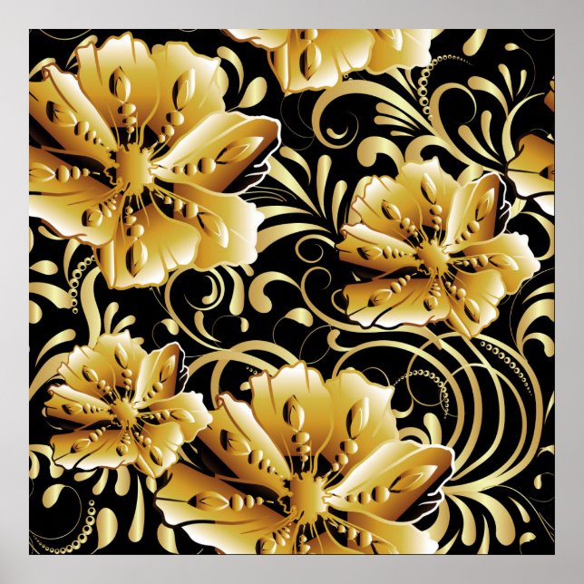 Affiche Motif floral sans soudure. Papier peint 3d fleuris (Devant)