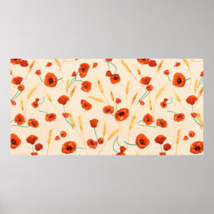 Affiche Motif floral sauvage sans couture sur un arrière -