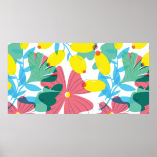 Affiche Motif floral transparent avec éléments de transpar