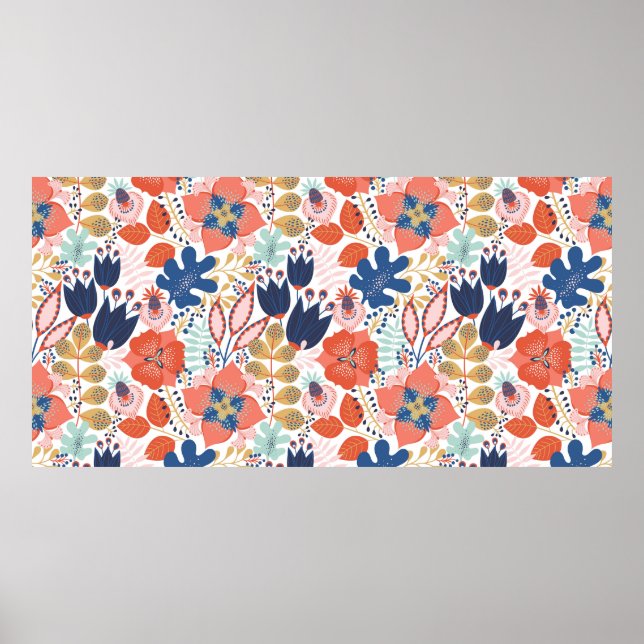 Affiche Motif floral transparent sur blanc. backgro Abstra (Devant)