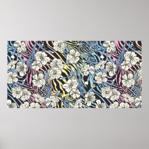 Affiche Motif floral Vintage sans couture. Champ Fleurs su