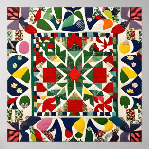 Affiche Motif folklorique multicolore