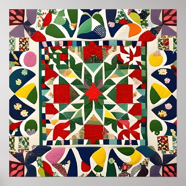 Affiche Motif folklorique multicolore (Devant)