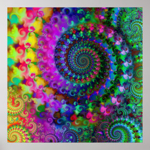 Affiche Motif fractal arc-en-ciel hippy