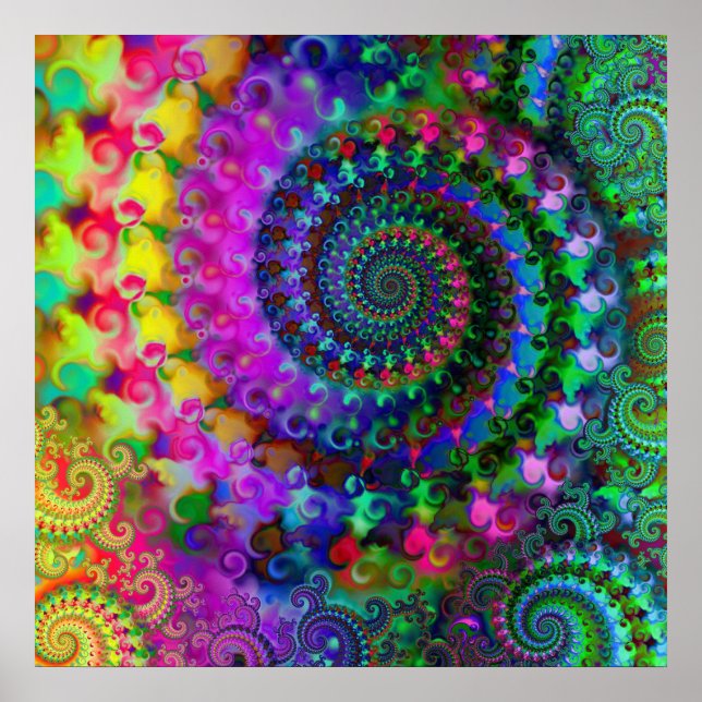 Affiche Motif fractal arc-en-ciel hippy (Devant)