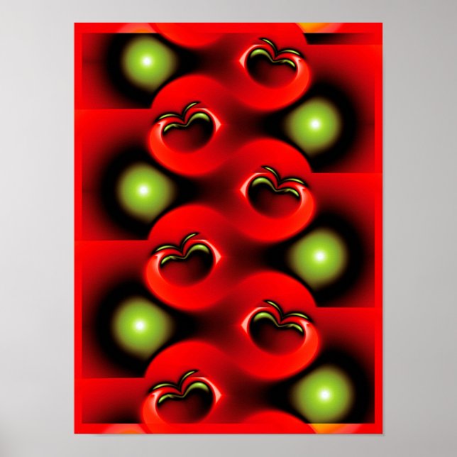 Affiche Motif fractal de vague de pomme interdite (Devant)