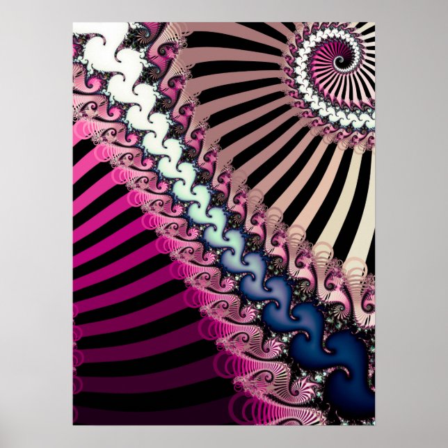 Affiche Motif fractal rayé (Devant)