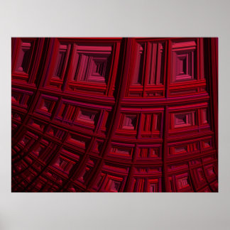 Affiche Motif fractionné géométrique rectangulaire rouge g