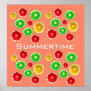 Affiche Motif fruité aux fruits d'été coloré