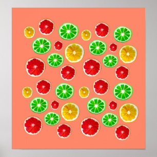 Affiche Motif fruité juteux coloré fruité