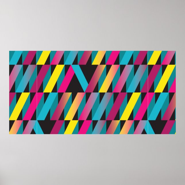 Affiche Motif géométrique à ruban abstrait coloré (Devant)