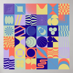Affiche motif géométrique Abstrait aux formes simples