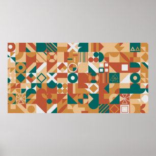 Affiche motif géométrique Abstrait. Chiffres Multicolores.