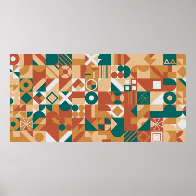 Affiche motif géométrique Abstrait. Chiffres Multicolores. (Devant)