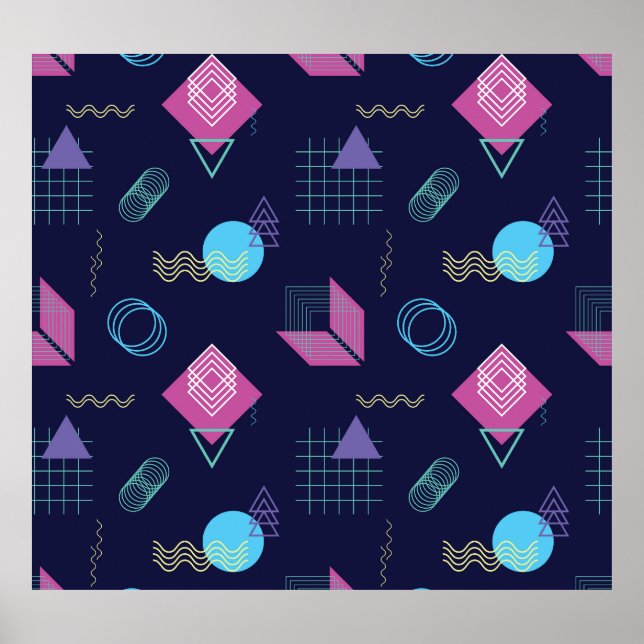Affiche motif géométrique Abstrait, formes de trait. (Devant)