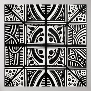 Affiche Motif géométrique abstrait noir et blanc