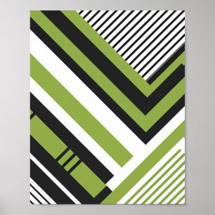 Affiche Motif géométrique avec bandes vert et noir