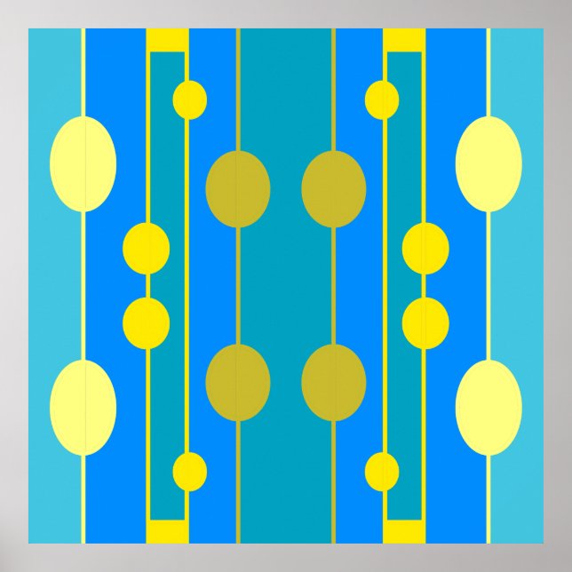 Affiche Motif géométrique bleu et jaune (Devant)