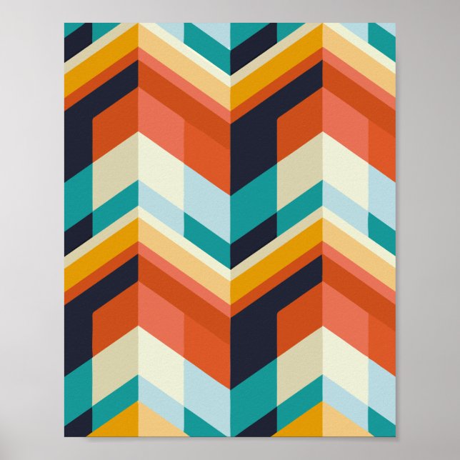 Affiche Motif géométrique coloré Chevron (Devant)