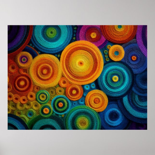 Affiche Motif géométrique en spirale abstraite colorée (Devant)