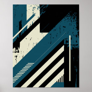 Affiche Motif géométrique industriel avec texture grunge